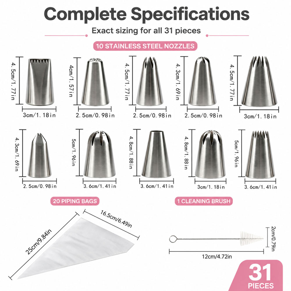 31Pcs Cake Decorating Piping T - Piping Bag Disposable 评论和价格