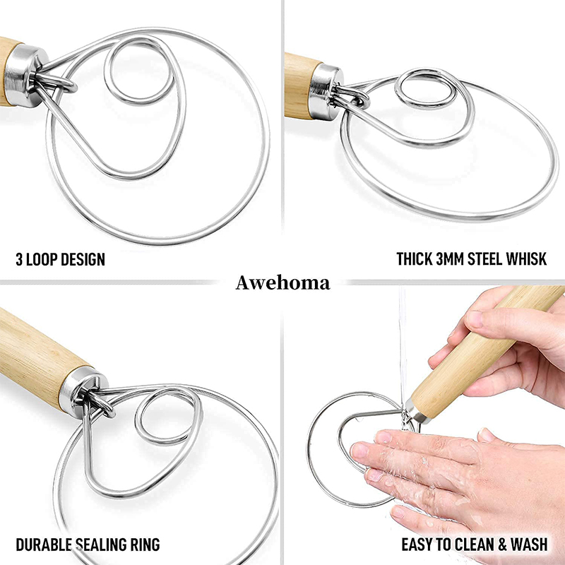 Large Hand Danish Dough Whisk  - Kitchen Baking Blender 评论和价格