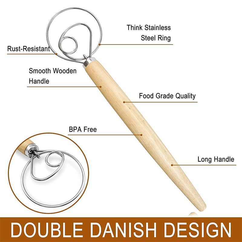 Large Hand Danish Dough Whisk  - Kitchen Baking Blender 评论和价格