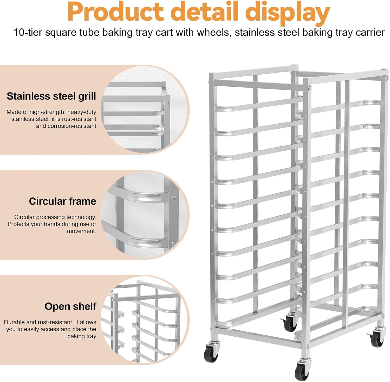 Commercial Stainless Steel Bak - Kitchen Baking Cart 评论和价格
