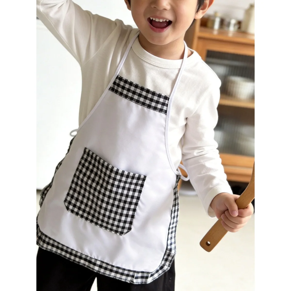 2pcs Plaid Kids Chef Apron and - Baking Kitchen Set Up 评论和价格