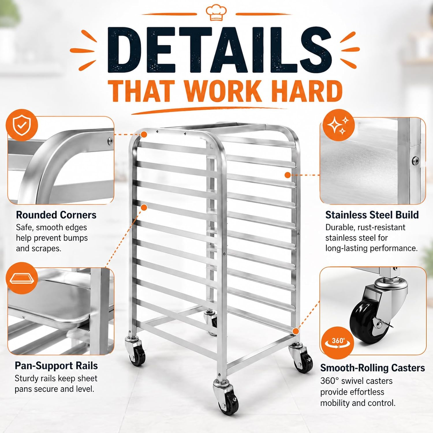 10 Tier Stainless Steel Sheet  - Kitchen Baking Cart 评论和价格