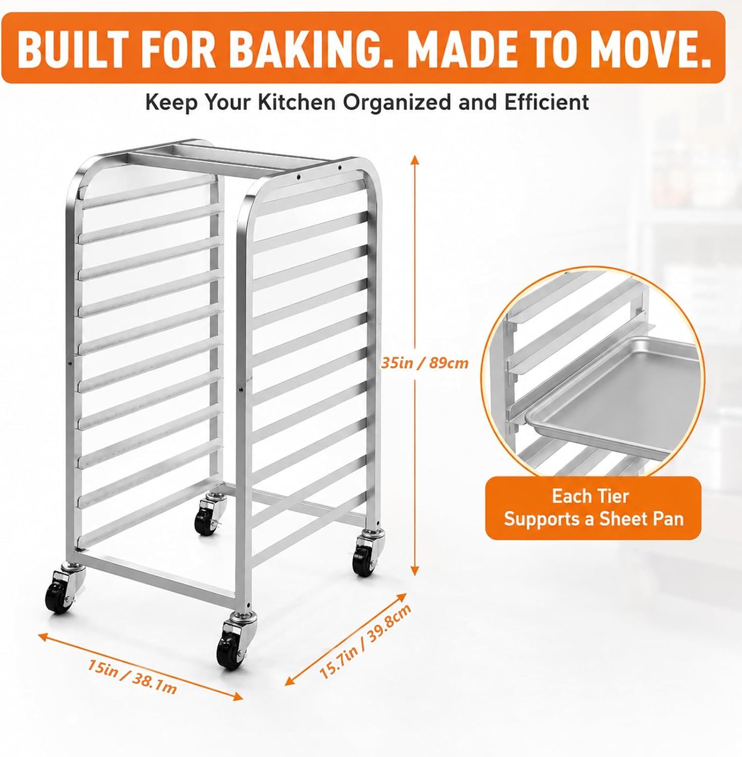 10 Tier Stainless Steel Sheet  - Kitchen Baking Cart 评论和价格